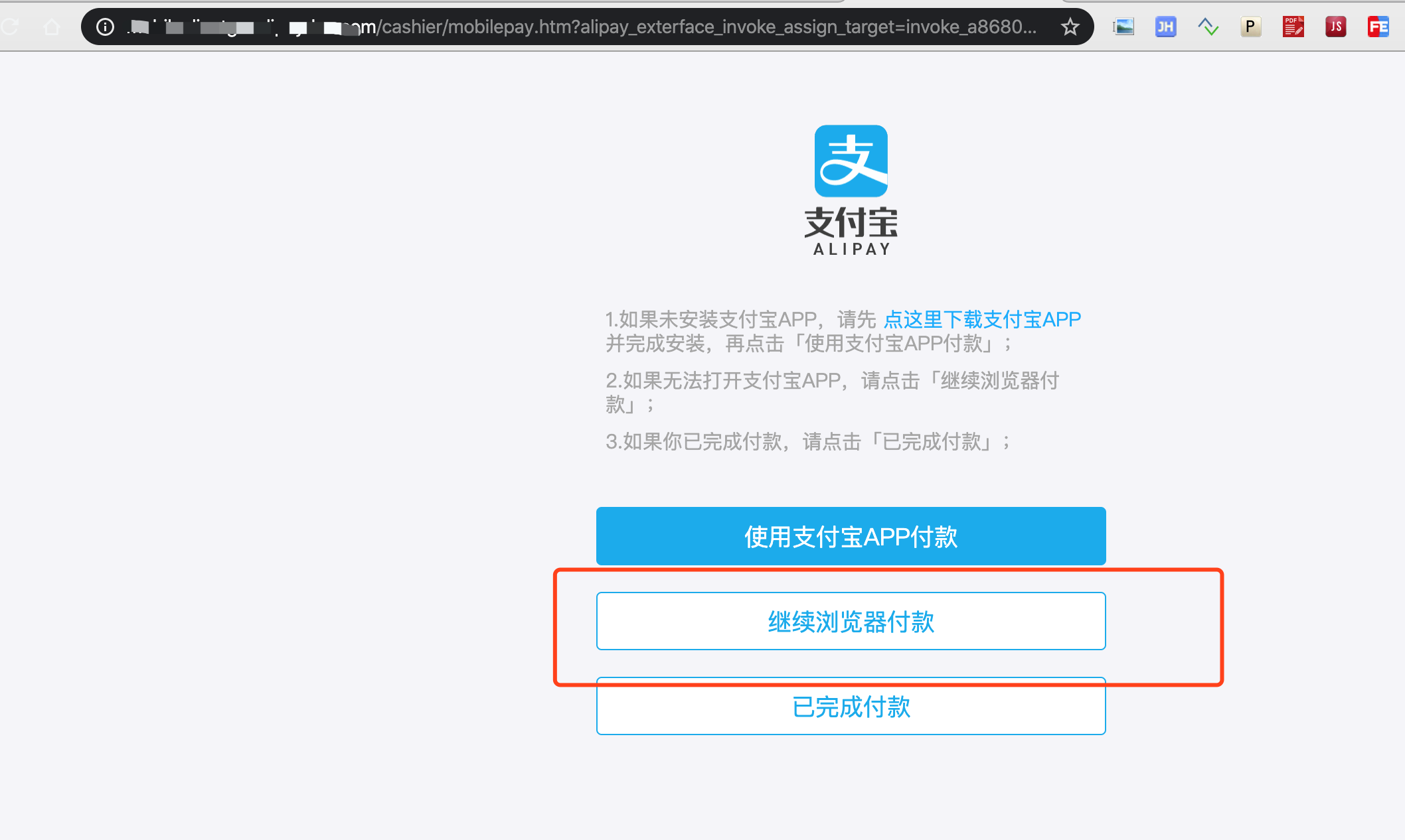 支付跳转页面